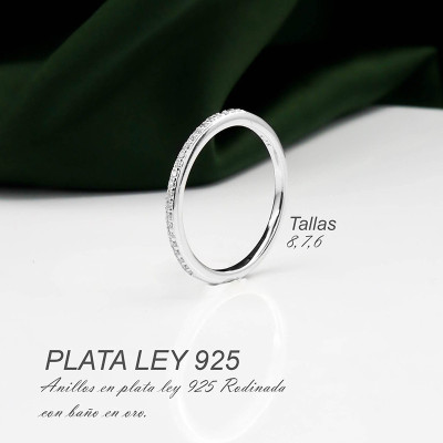 Anillo en plata ley 925 con baño en Rodio