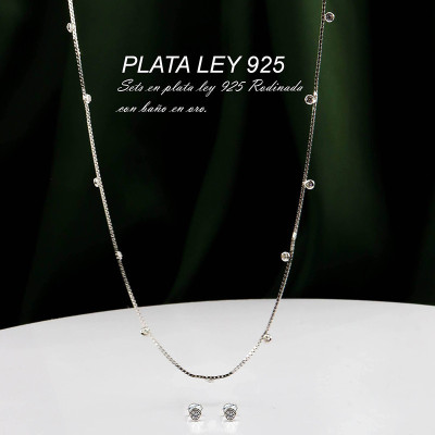 Set en Plata Ley 925 con baño en Rodio Verde