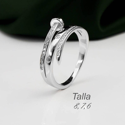Anillo en plata ley 925 con baño en Rodio