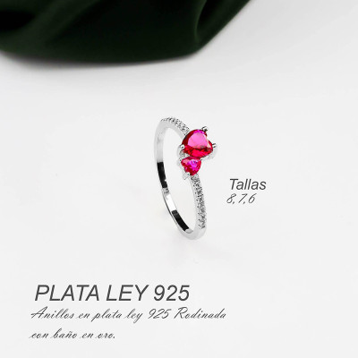 Anillo en plata ley 925 con baño en Rodio