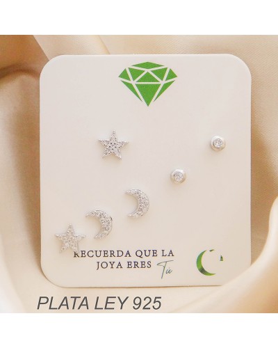 Set De Aretes En Plata Ley 925