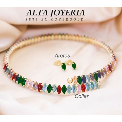 Collar de circones multicolor