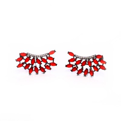 Aretes abanico de marquise rojo