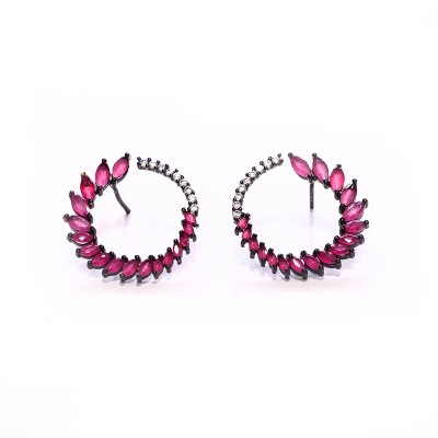 Arete espiral marquise fucsia
