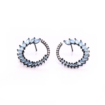Arete espiral marquise azul
