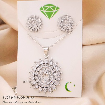 Collar de la virgen de Guadalupe circon blanco