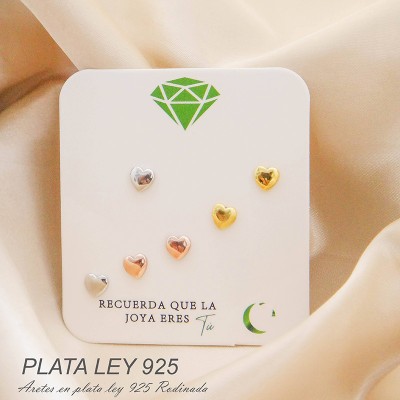 Set aretes de corazón Plata 925