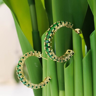 Candongas de circones verdes Covergold