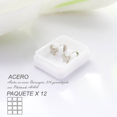 Aretes de seguridad de mariposa en acero paquete x 12