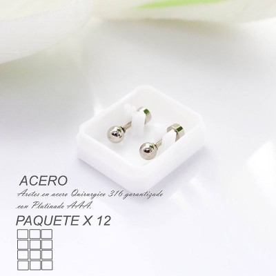 Aretes de seguridad de balín en acero paquete x 12