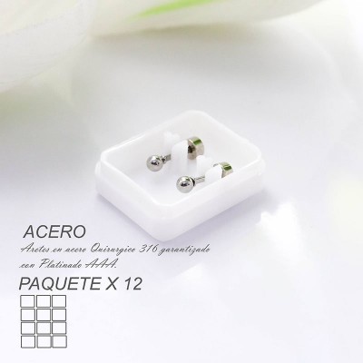 Aretes de seguridad de balín en acero paquete x 12