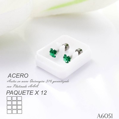Aretes de seguridad de cuadrado verde en acero paquete x 12
