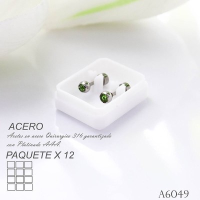 Aretes de seguridad de balín verde en acero paquete x 12