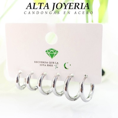 Set de candongas en acero