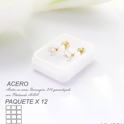 Aretes de seguridad de cuadrado blanco en acero paquete x 12