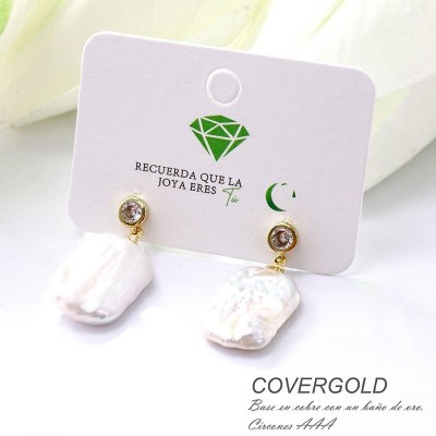 Aretes colgante de perla natural