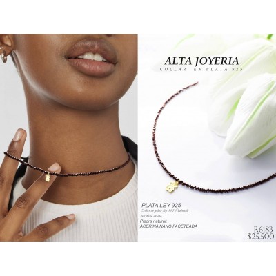 Collar de Acerina nano faceteada en plata ley 925
