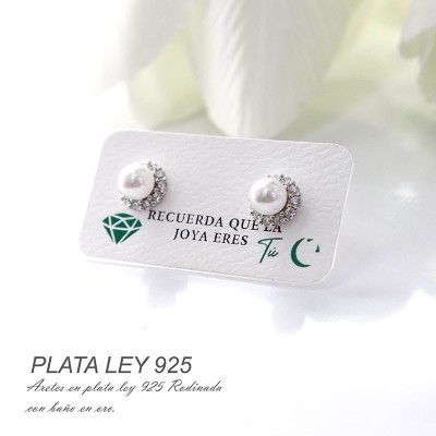 Aretes de perla  Shell en plata ley 925