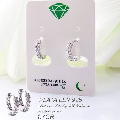 Candongas con circones en plata ley 925 GR 1.7