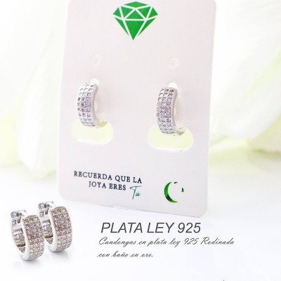 Candongas rosadas en plata ley 925