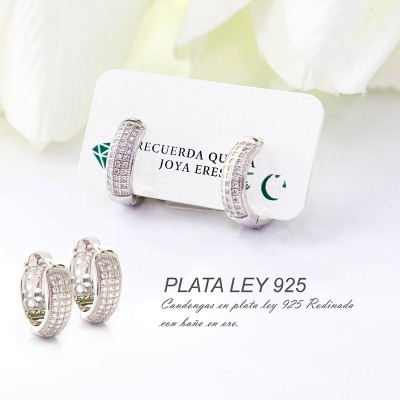 Candongas rosada en plata ley 925 GR 3.5