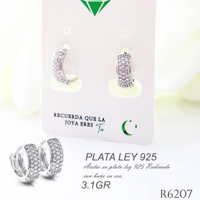 Candongas rosadas en plata ley 925 GR 3.1