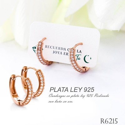 Candongas rosadas en plata ley 925