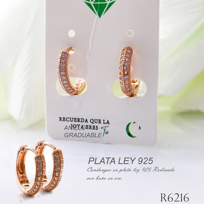 Candongas rosadas en plata ley 925