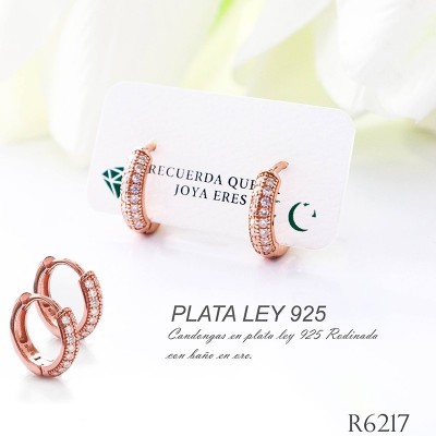 Candongas rosadas en plata ley 925