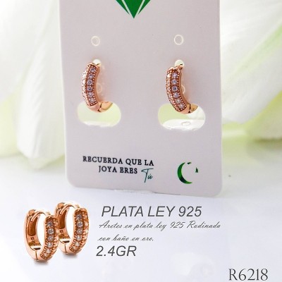 Candongas rosadas en plata ley 925 GR 2.4