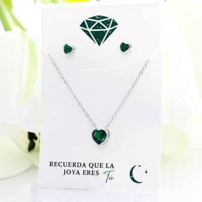 Set de corazón en plata ley 925