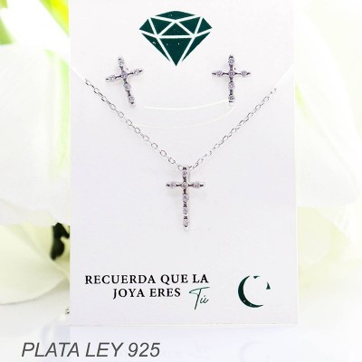 Set de cruz en plata ley 925