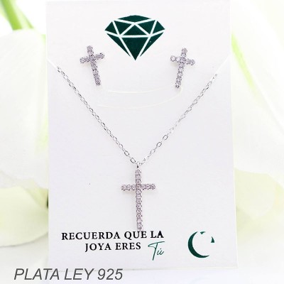 Set de cruz en plata ley 925