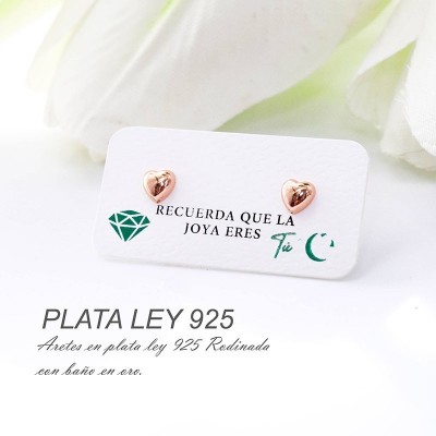 Arete de corazon en plata ley 925