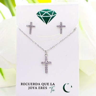 Set de cruz en plata ley 925