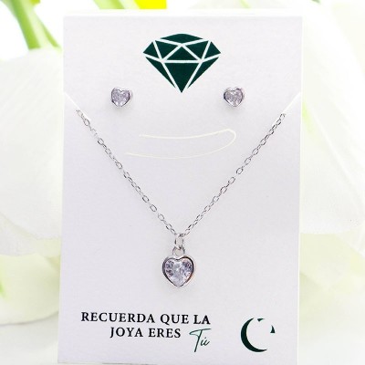 Set de corazón en plata ley 925