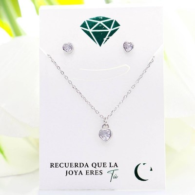Set de corazón en plata ley 925