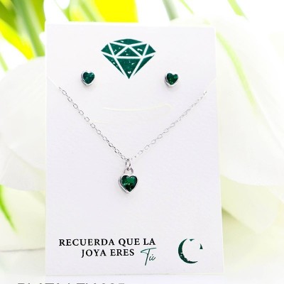 Set de corazón en plata ley 925