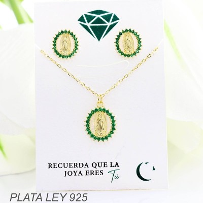 Set de la virgen dorado en plata ley 925
