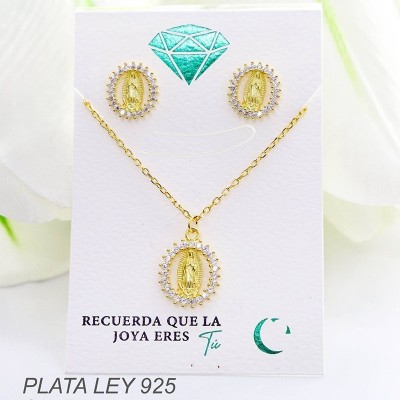 Set de la virgen dorado en plata ley 925