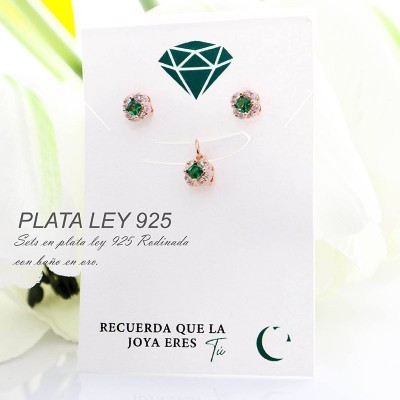 Set flor de topos y dije en plata ley 925