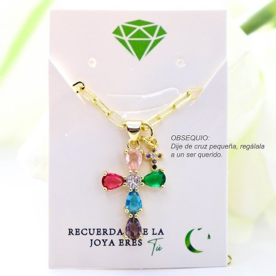 Collar con dije de cruz en covergold