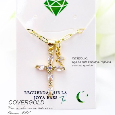 Collar con dije de cruz en covergold