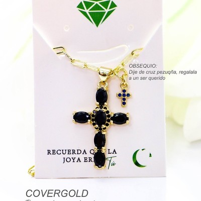 Collar con dije de cruz en covergold