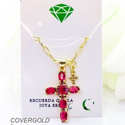 Collar con dije de cruz en covergold