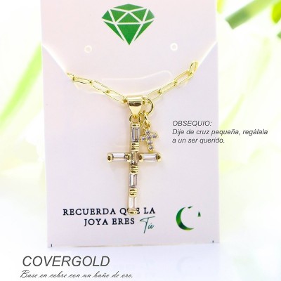 Collar con dije de cruz en covergold
