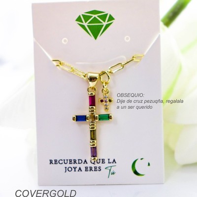 Collar con dije de cruz en covergold