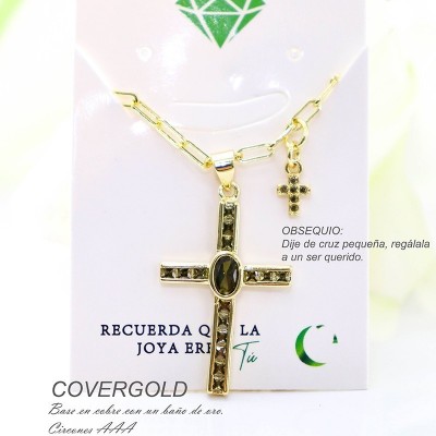 Collar con dije de cruz en covergold