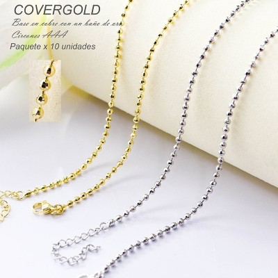 Cadena de balines en covergold paquete x 10