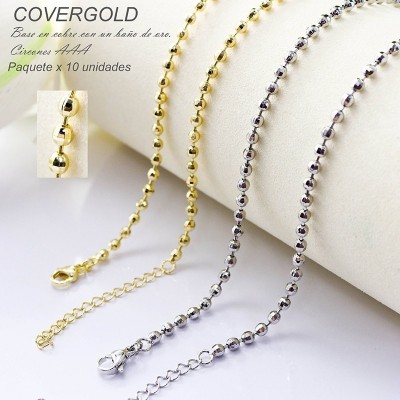 Cadena de balines en covergold paquete x 10